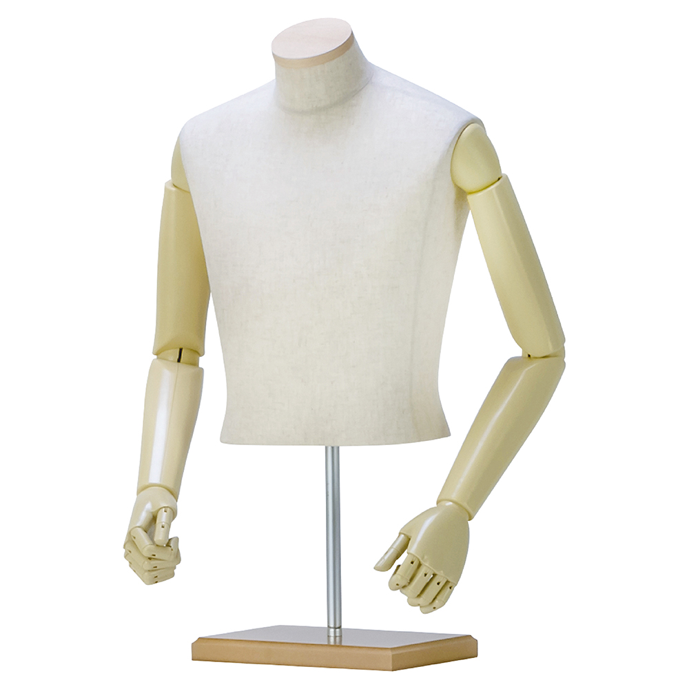 【ストック商品】TO-M-0010 トルソー＜メンズ/腕ベージュ/クリア/カウンタースタンド＞